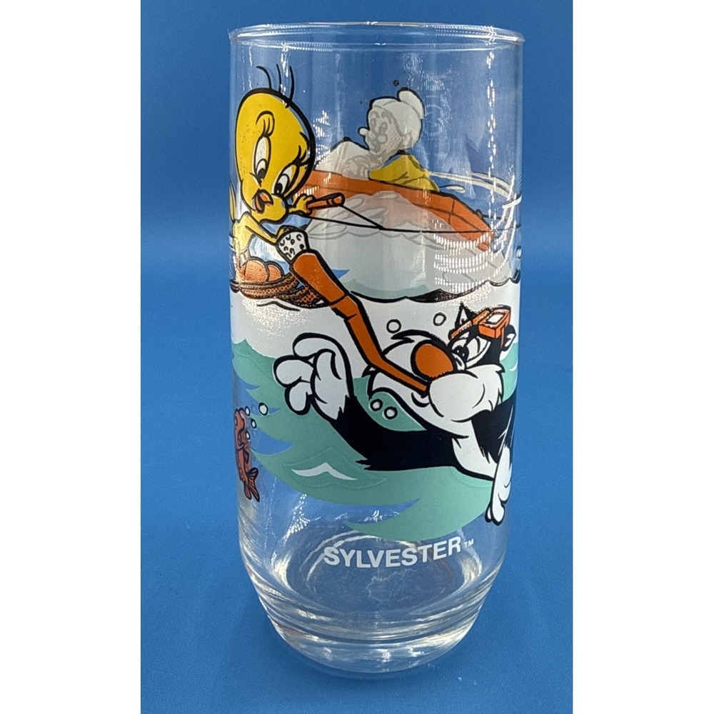 Vtg Pepsi Looney Tunes Collector Series Glass Sylvester Tweety Boat Scene 1979